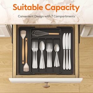 Kitchen Utensil Drawer Organizer Expandable 2-Way for Knives Silverware Flatware